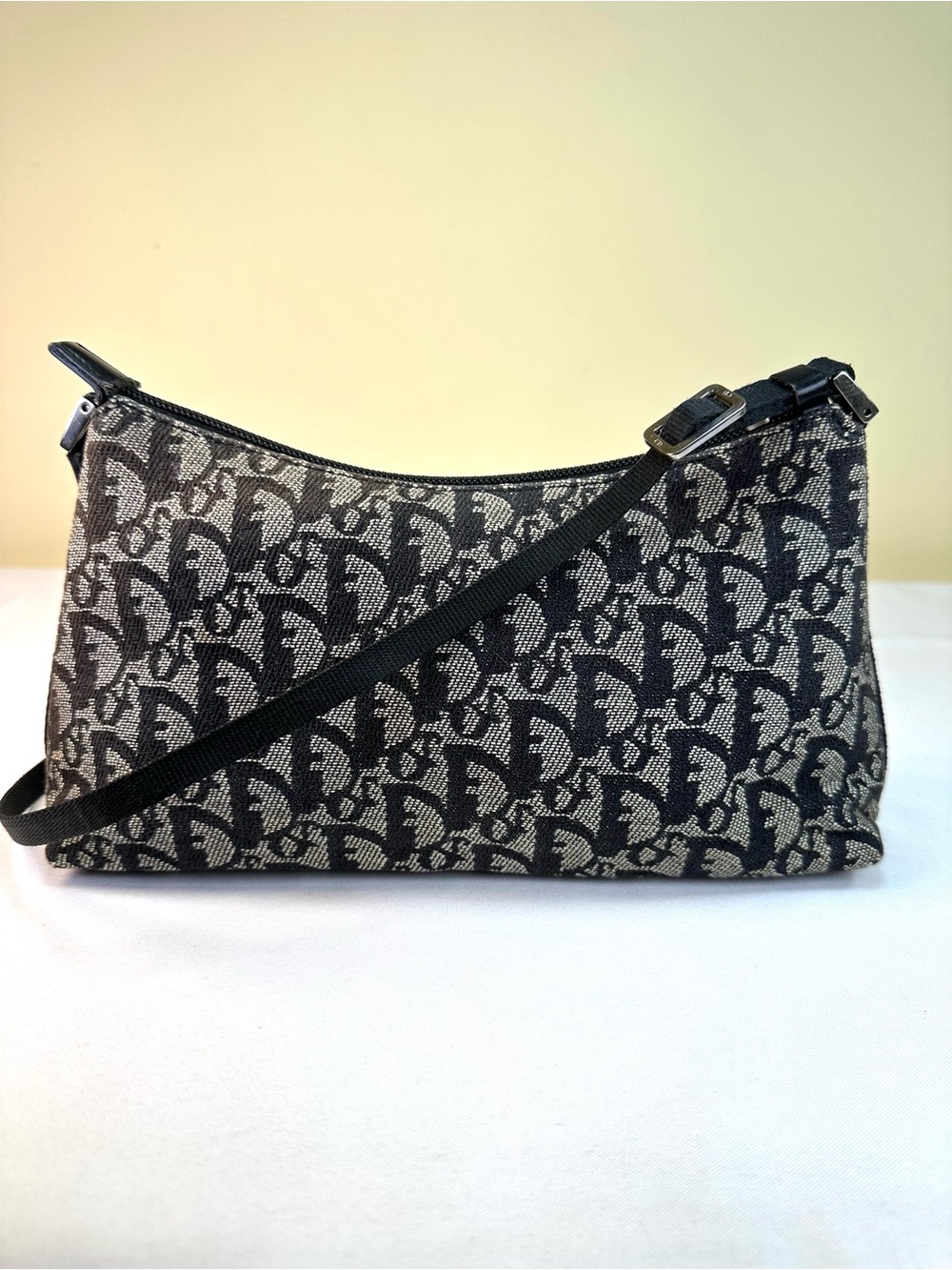 Dior Diorissimo Trotter Bag black & cream Cloth Vintage Italy, Dustbag COA